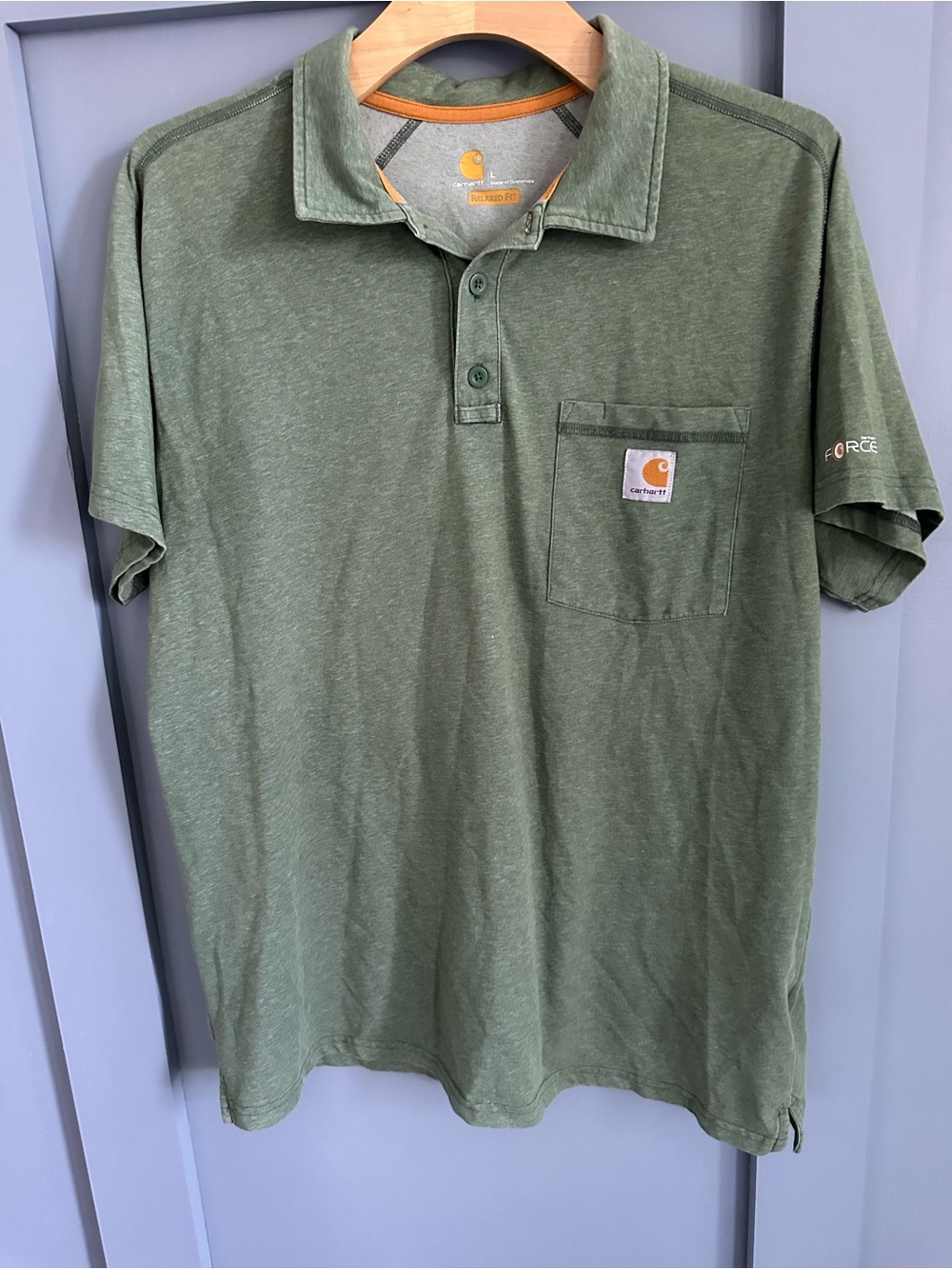 Carhartt Olive Green Short-Sleeve Pocket Polo
